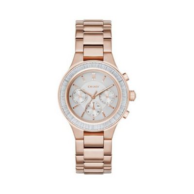 Ladies rose gold 'chambers' chronograph analogue watch ny2396